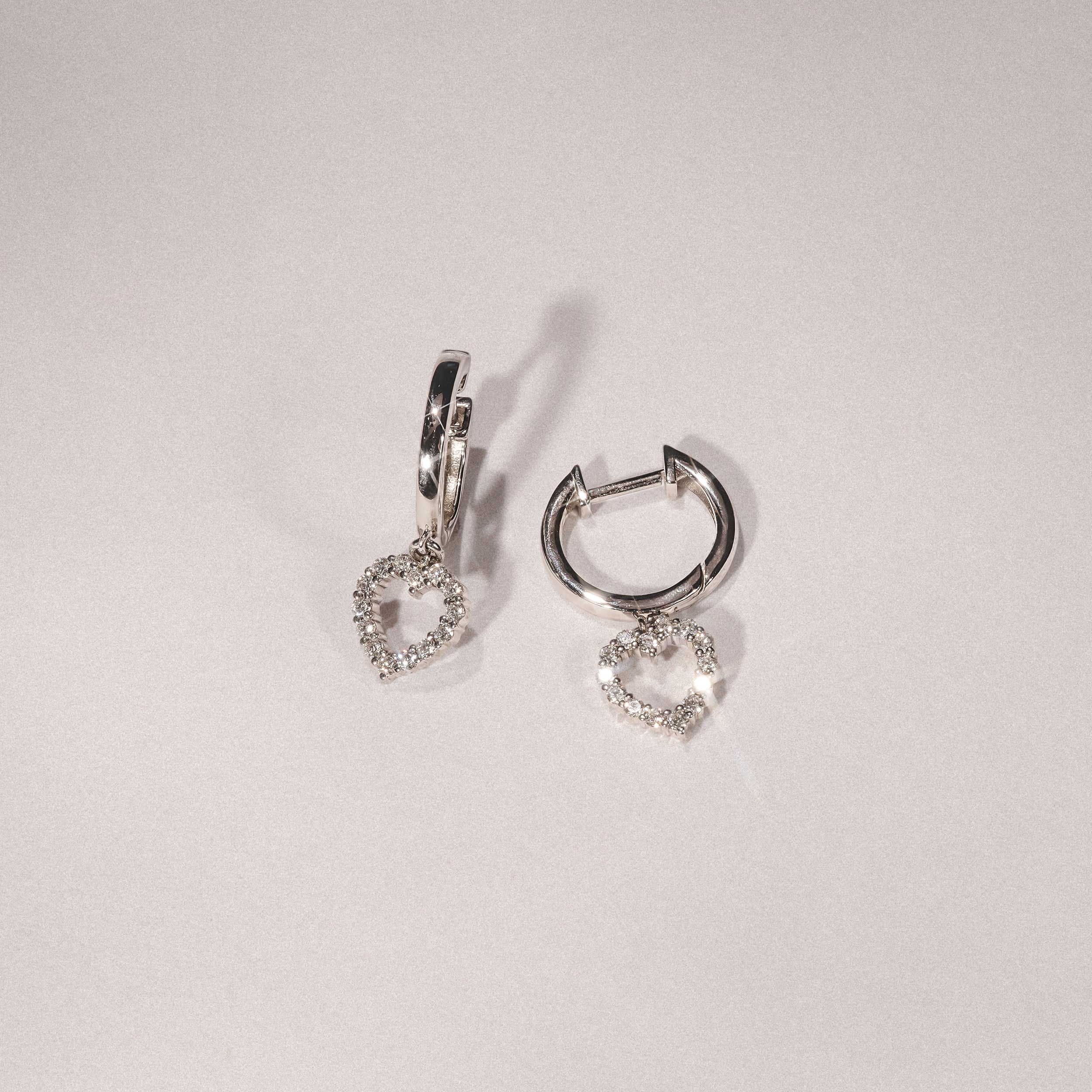Heart Drop Huggie Lab Diamond Earrings 0.31ct in 925 Silver